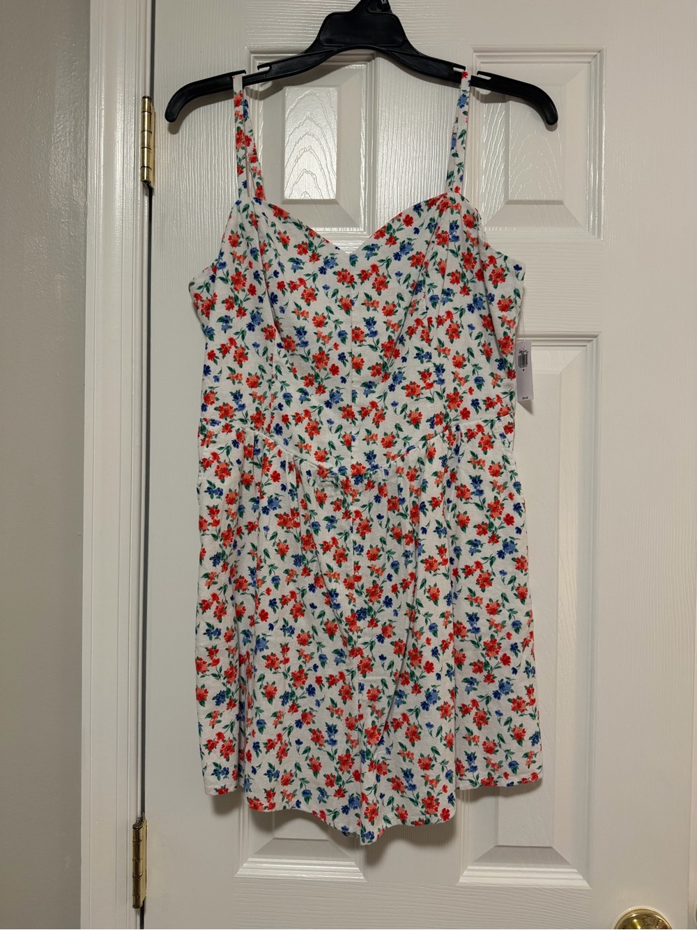 Old Navy White Sundress with Red & Blue Floral Print